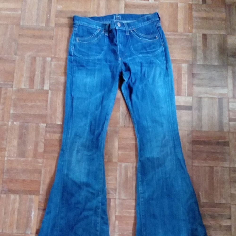 Citizens Of Humanity Blue Flare Wide Leg Jeans